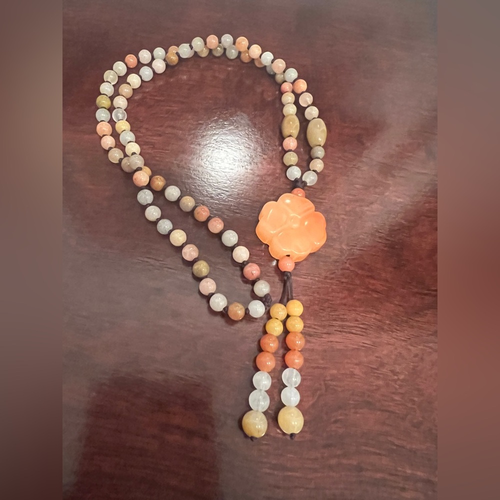 yellow jade orange aventurine Beaded Necklace